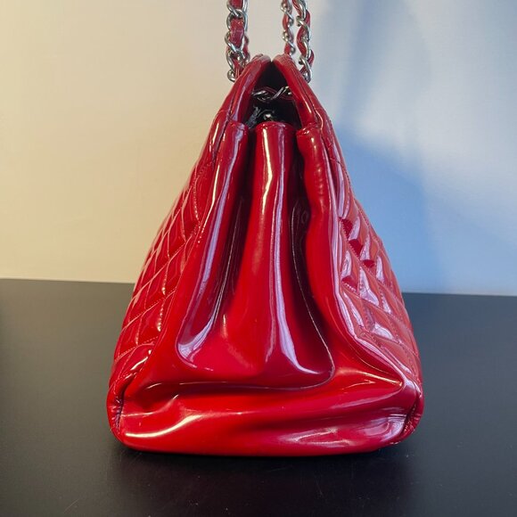 Chanel Large Just Mademoiselle Bowling Bag Red Patent Calfskin Leather, Preowned - Picture 4 of 16